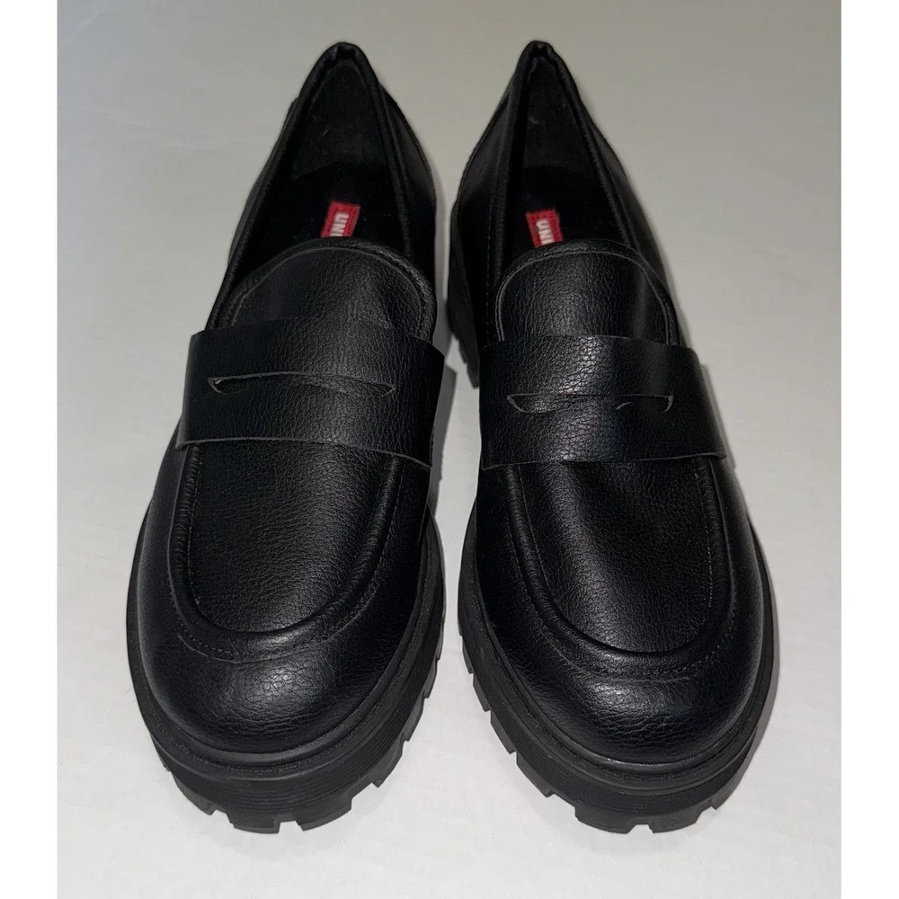 Unionbay Jayla Lug Sole Penny Loafers Black Platform Shoes Women's 9M Preppy